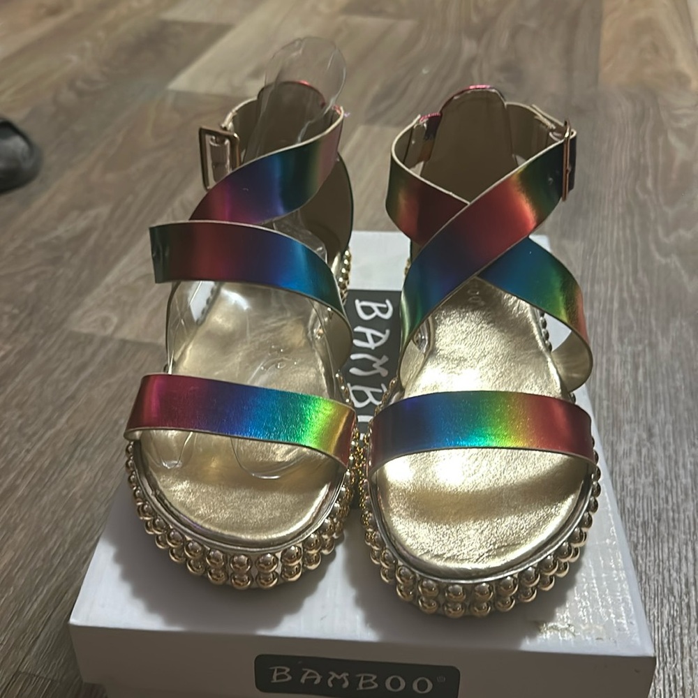 Multi color bamboo sandals